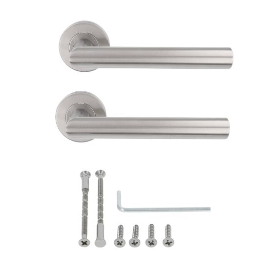 ODShop deurklink Modern haaks op rond rozet rvs - Afbeelding 8