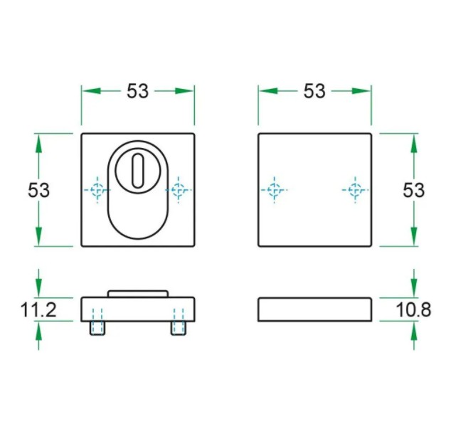 SKG3 Quattro veiligheidsrozet vierkant met kerntrekbeveiliging/blind rvs mat - Afbeelding 2