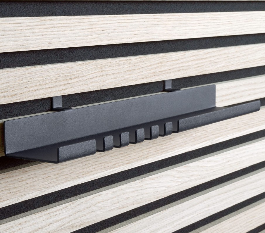 Zwarte wandplank met haakjes voor akoestisch paneel - Afbeelding 3