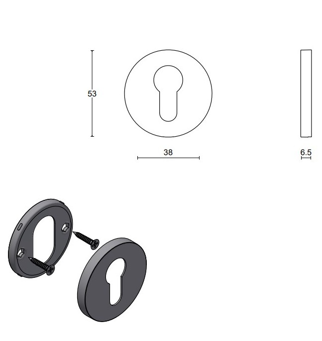 Cilinderplaatje ELEEZ ZHY53 PVD mat goud - Afbeelding 2