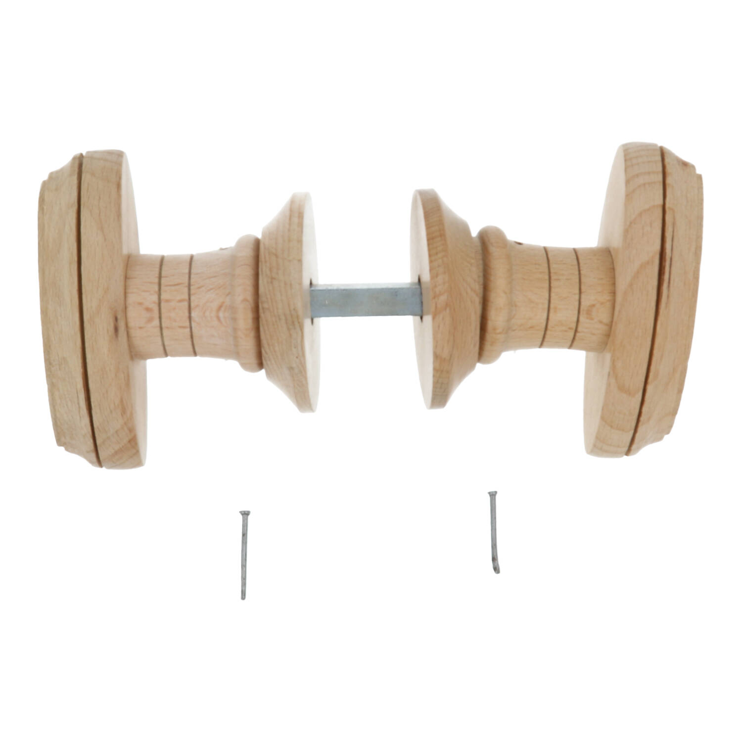 Deurknop beukenhout 82x35mm freesrand inclusief rozetten - Afbeelding 3