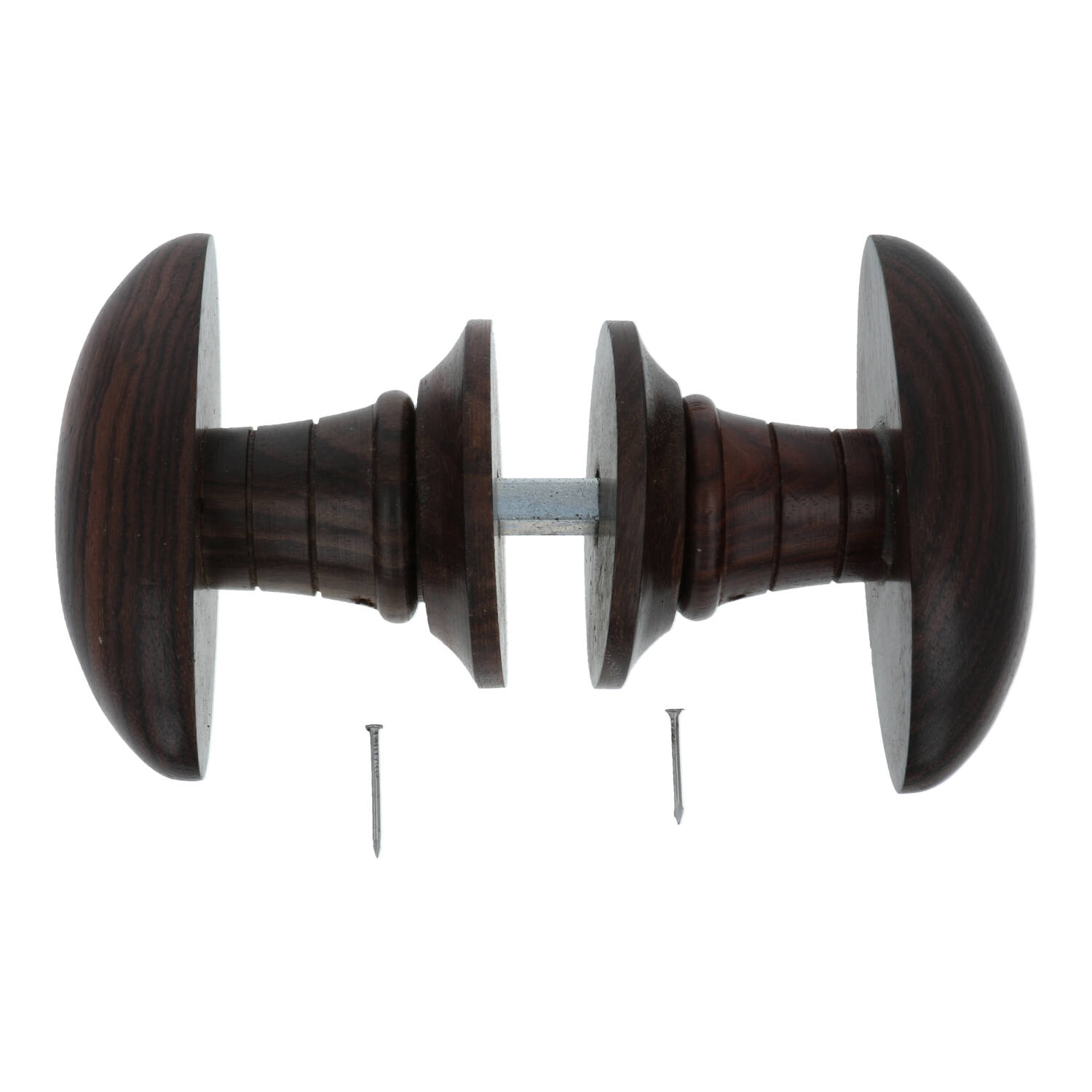 Deurknop ei rozenhout 93mm inclusief rozetten - Afbeelding 2