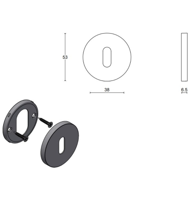 Sleutelplaatje ELEEZ ZHN53 PVD mat goud - Afbeelding 2