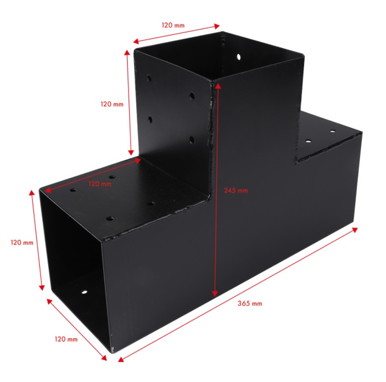 Starx paalverbinder type-T 120x120 mm zwart - Afbeelding 2