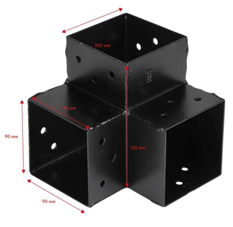 Starx paalverbinder type-Y 90x90 mm zwart - Afbeelding 2