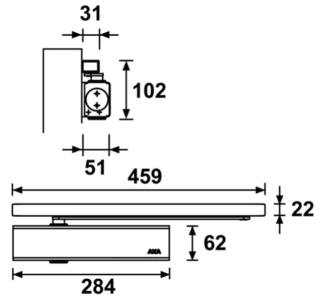 AXA deurdranger 7511 met glijarm sluitkracht 3-6 grijs - Afbeelding 2