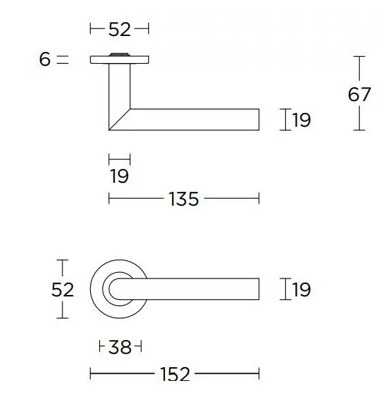 Deurklink Luke met ring op ronde rozet brons - Afbeelding 2