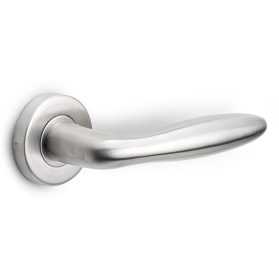 Deurklink BASICS LBXVIII op ronde rozet mat rvs