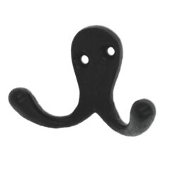 Kapstokhaak dubbel 70 mm ijzer zwart waxlaag