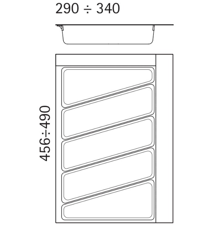 Bestekbak d:456-490mm - b:290-340mm antraciet - Afbeelding 2