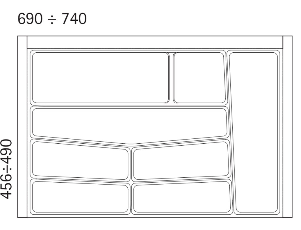 Bestekbak d:456-490mm - b:690-740mm antraciet - Afbeelding 2