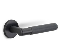 Deurklink BASICS LBV-22 op ronde rozet PVD mat zwart