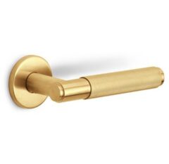 Deurklink BASICS LBV-22 op ronde rozet PVD mat goud