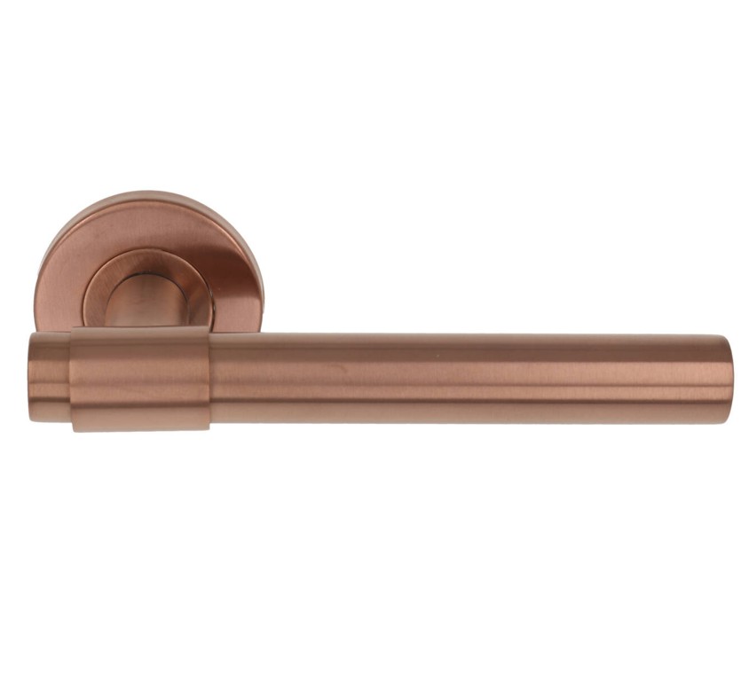 Deurklink L-model op rozet PVD brons koper