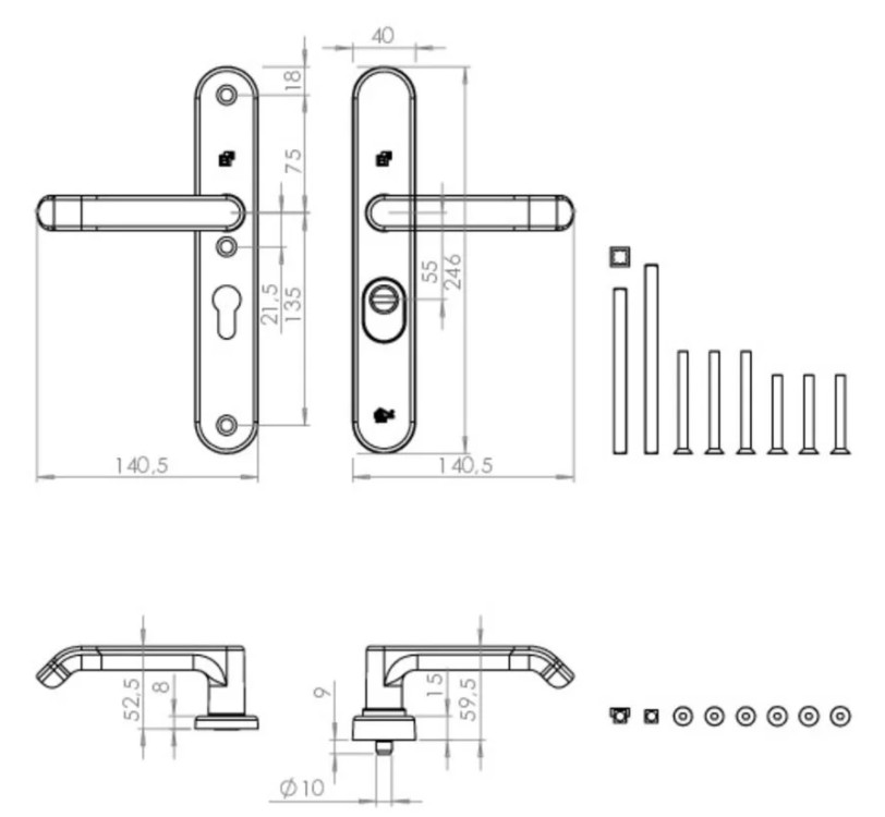S2 project veiligheidsbeslag PC55 met kerntrekbeveiliging kruk-kruk SKG3 - Afbeelding 2