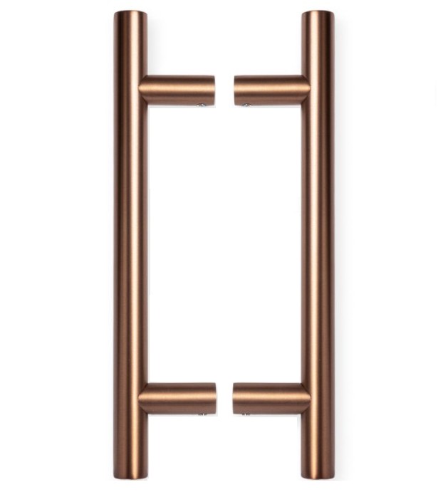Set deurgrepen Rond HoH 200mm PVD brons koper