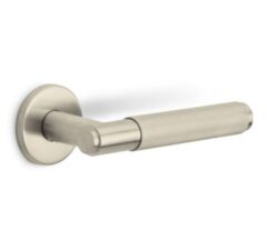 Deurklink BASICS LBV-22 op ronde rozet PVD champagne