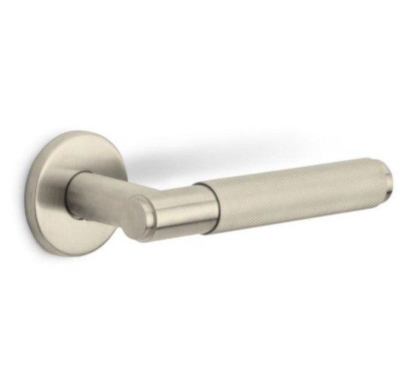 Deurklink BASICS LBV-22 op ronde rozet PVD champagne