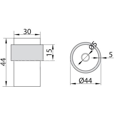 Deurstop vloermontage rond 30x44 mm rvs - Afbeelding 2