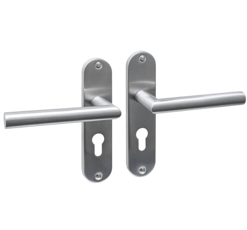 Intersteel deurklink Jura basic op ovaal schild 185x41mm PC55 rvs