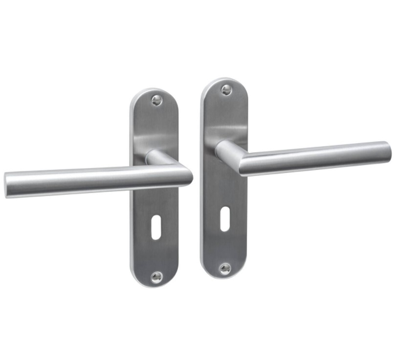 Intersteel deurklink Jura basic op ovaal schild 185x41mm SL56 rvs