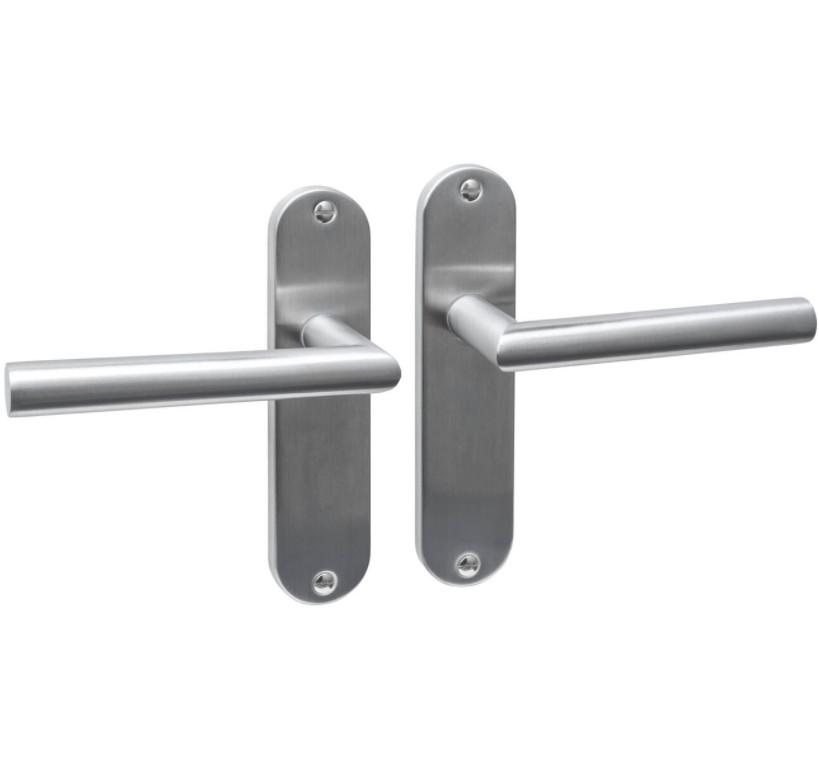 Intersteel deurklink Jura basic op ovaal schild 185x41mm blind rvs