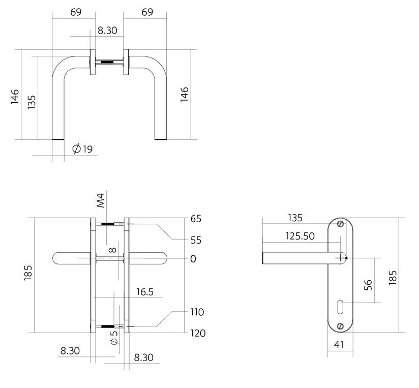 Intersteel deurklink Luzern basic op ovaal schild 185x41mm SL56 rvs - Afbeelding 2