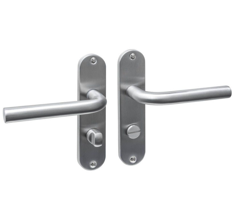 Intersteel deurklink Luzern basic op ovaal schild 185x41mm WC638 mm rvs