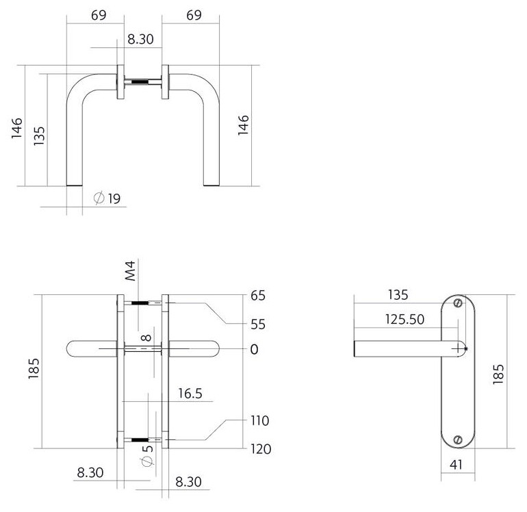 Intersteel deurklink Luzern basic op ovaal schild 185x41mm blind rvs - Afbeelding 2