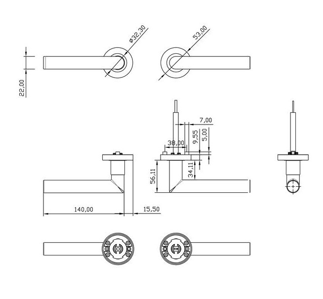 Intersteel deurklink Sicura op rozet verdekt ø53x10mm rvs - Afbeelding 2
