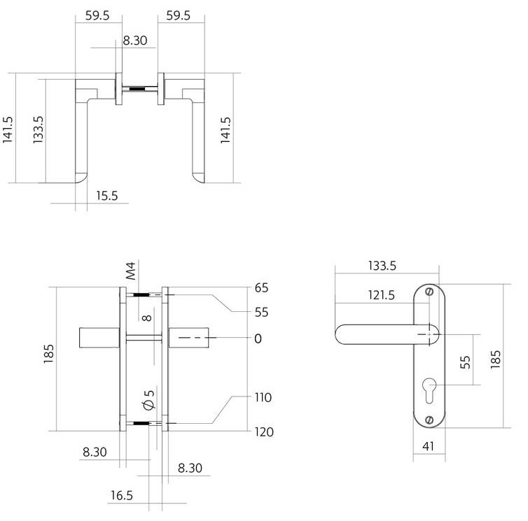Intersteel deurklink Sora basic op ovaal schild 185x41mm PC55 rvs - Afbeelding 2
