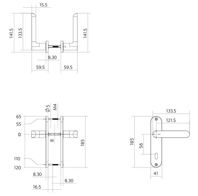 Intersteel deurklink Sora basic op ovaal schild 185x41mm SL56 rvs - Afbeelding 2
