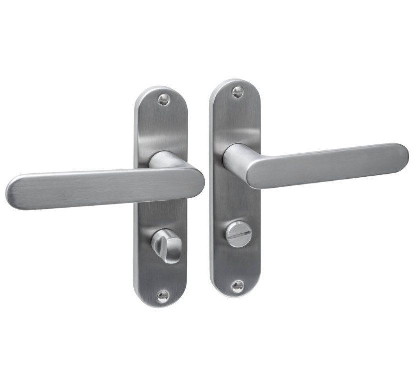 Intersteel deurklink Sora basic op ovaal schild 185x41mm WC638 mm rvs