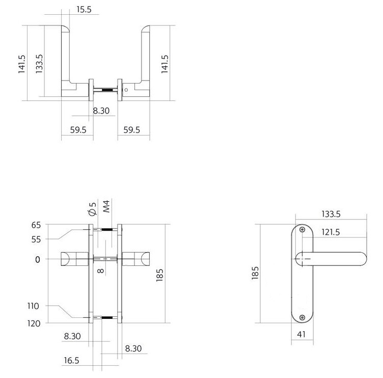 Intersteel deurklink Sora basic op ovaal schild 185x41mm blind rvs - Afbeelding 2