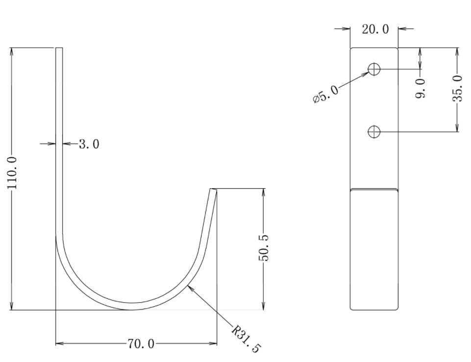Ophanghaak enkel 70x110x20 mm verzinkt - Afbeelding 2
