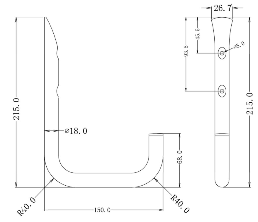 Wandhaak 150x215 mm verzinkt - Afbeelding 2