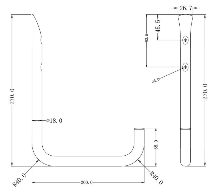 Wandhaak 200x270 mm verzinkt - Afbeelding 2