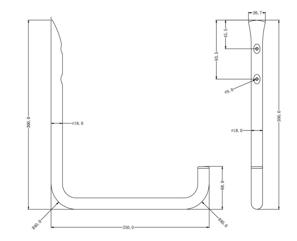 Wandhaak 250x300 mm verzinkt - Afbeelding 2