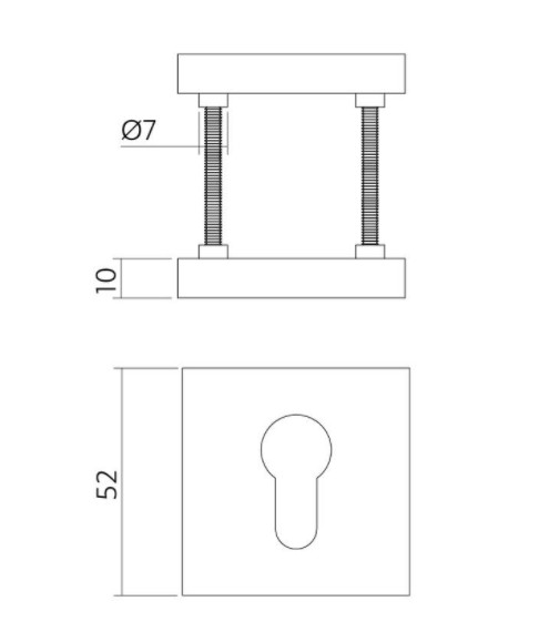 Intersteel cilinderrozetten verdekt 52x52x10mm met nokken zwart - Afbeelding 2