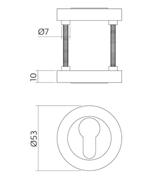Intersteel cilinderrozetten verdekt ø53x10mm met nokken rvs - Afbeelding 2