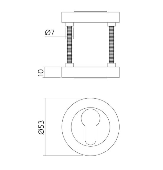 Intersteel cilinderrozetten verdekt ø53x10mm met nokken zwart - Afbeelding 2