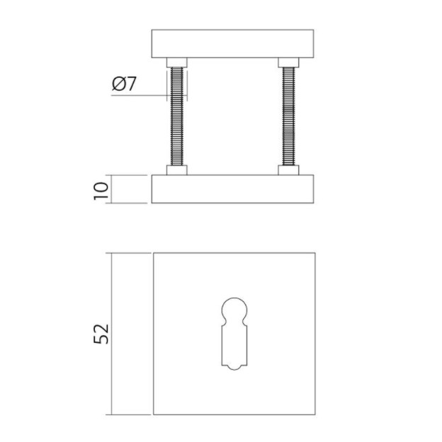 Intersteel sleutelrozetten verdekt 52x52x10mm met nokken zwart - Afbeelding 2