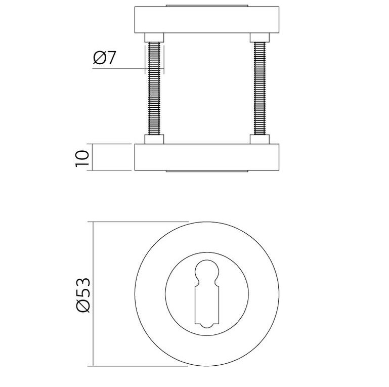 Intersteel sleutelrozetten verdekt ø53x10mm met nokken zwart - Afbeelding 2