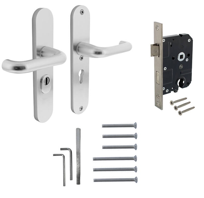 Intersteel set achterdeurbeslag PC55 kruk/kruk SKG3 + veiligheidsslot SKG2 aluminium F1 - Afbeelding 4