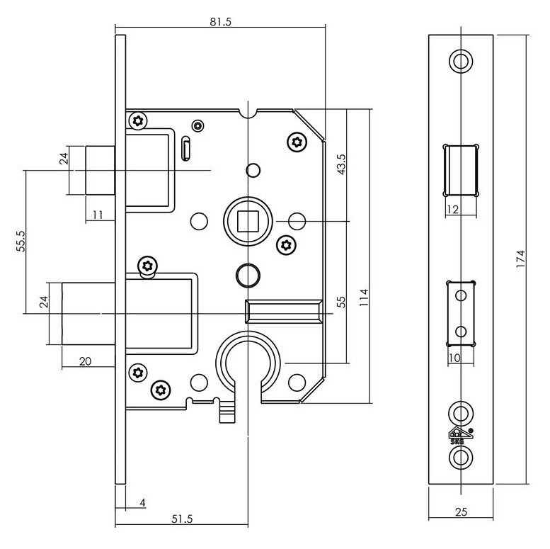 Intersteel set achterdeurbeslag PC55 kruk/kruk SKG3 + veiligheidsslot SKG2 aluminium zwart - Afbeelding 3