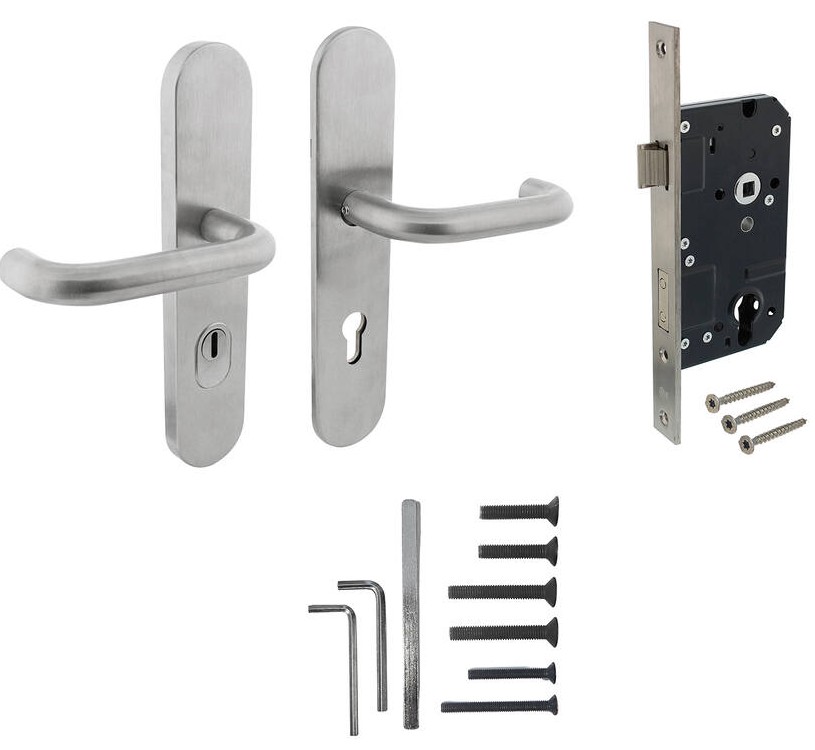 Intersteel set achterdeurbeslag PC72 kruk/kruk SKG3 + veiligheidsslot SKG2 rvs - Afbeelding 4