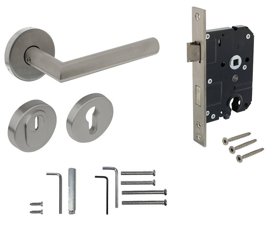 Intersteel set achterdeurbeslag kruk/kruk SKG3 + PC55 veiligheidsslot SKG2 rvs - Afbeelding 6