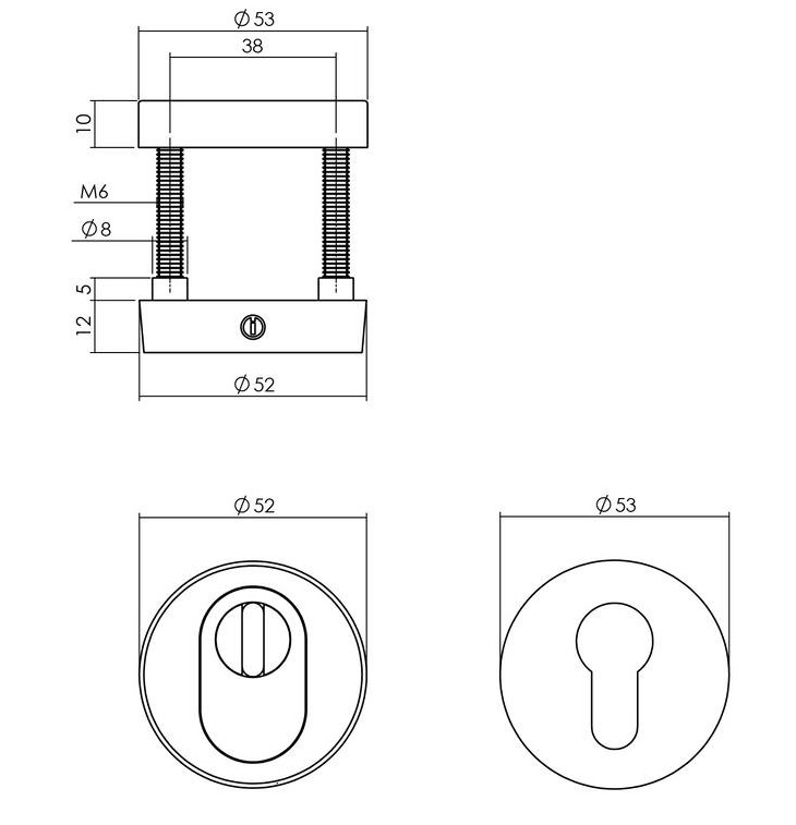 Intersteel set achterdeurbeslag kruk/kruk SKG3 + PC55 veiligheidsslot SKG2 rvs - Afbeelding 5