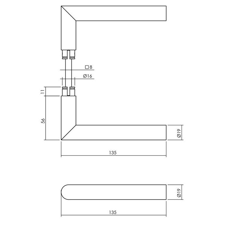 Intersteel set achterdeurbeslag kruk/kruk SKG3 + PC55 veiligheidsslot SKG2 rvs - Afbeelding 3
