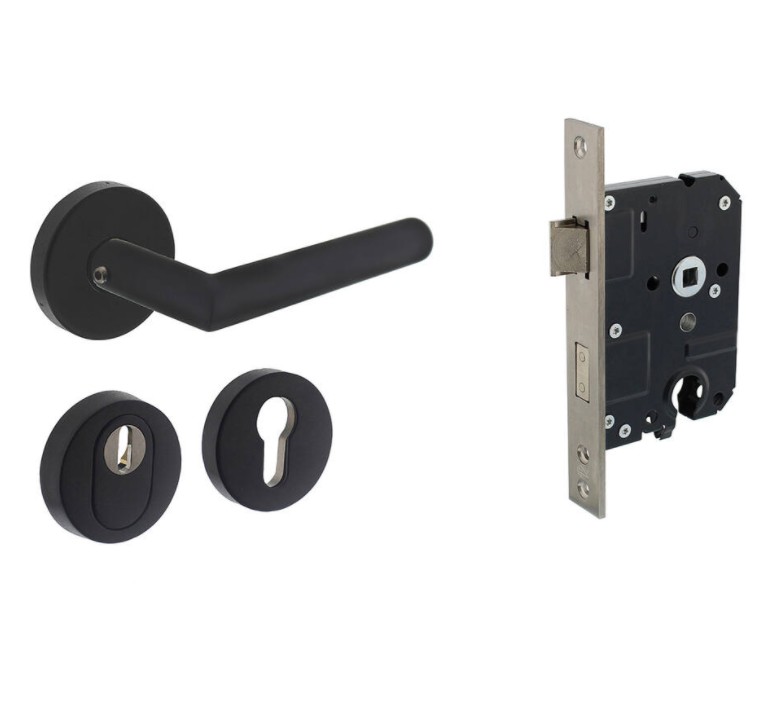 Intersteel set achterdeurbeslag krukkruk SKG3 + PC55 veiligheidsslot SKG2 zwart